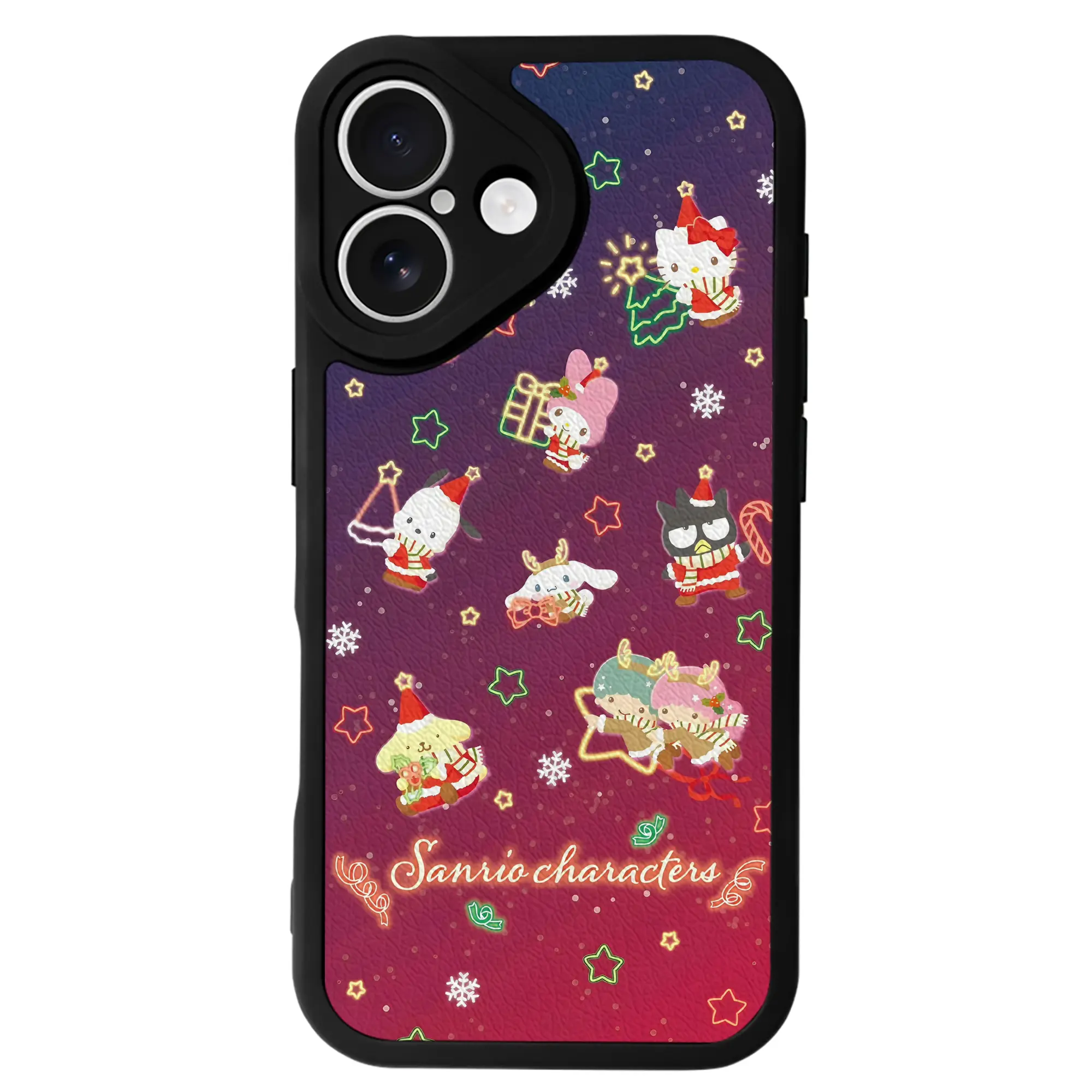 サンリオ×クリスマス限定スマホ｜冬新作 - IPhone 16シリーズ対応 ・ シリコンスマホケース ・ レザー調 ・ 高精度フィット ・ 耐衝撃 ・ ワイヤレス充電対応 ・ 精密カット